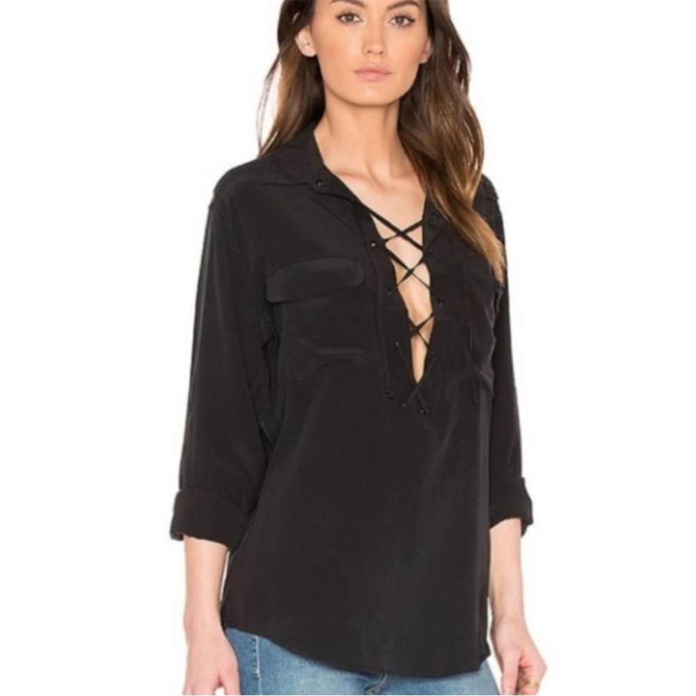 DressesRalph Lauren Lauren Women's Long Sleeve Lace-up Black Size Large